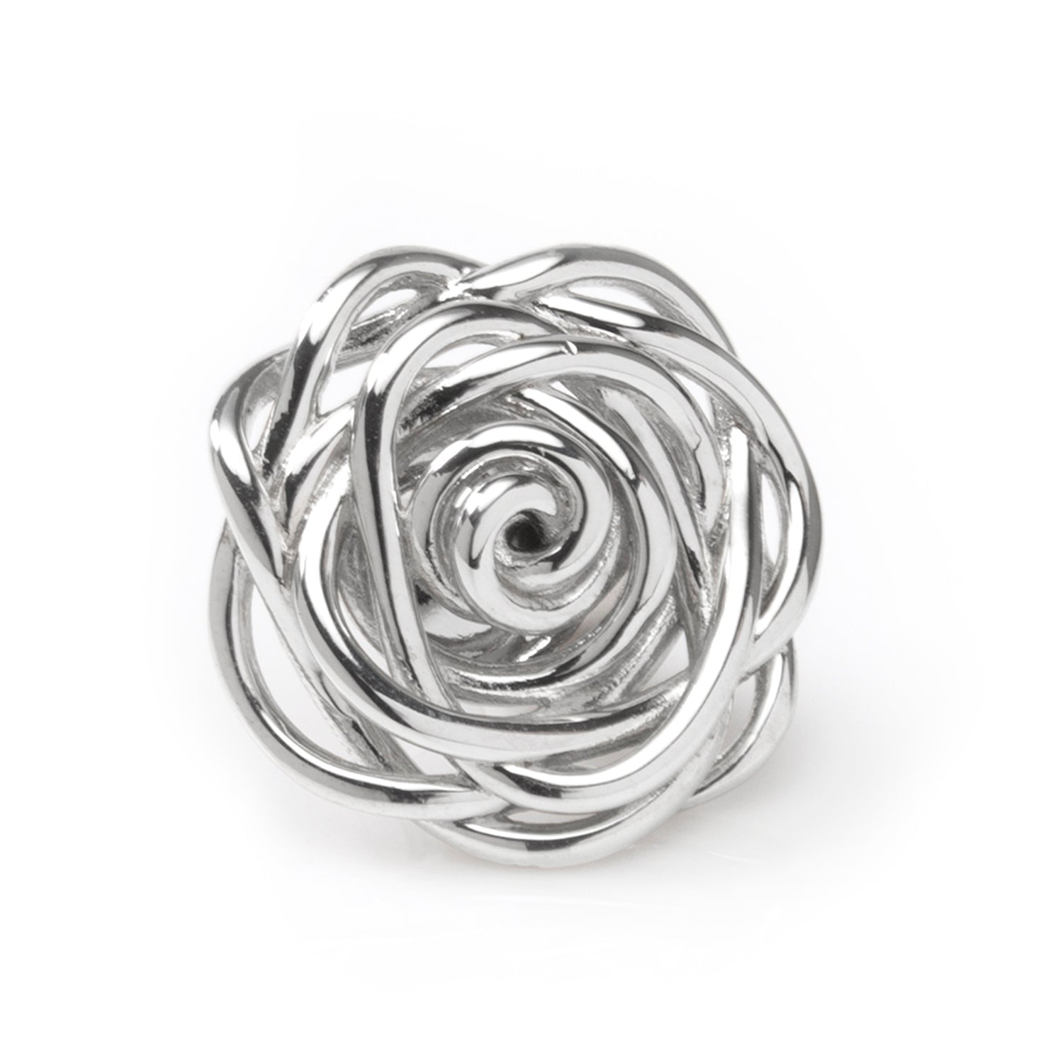 Sterling Silver Rhodium Plated Rose Lapel Pin - SARTORO32