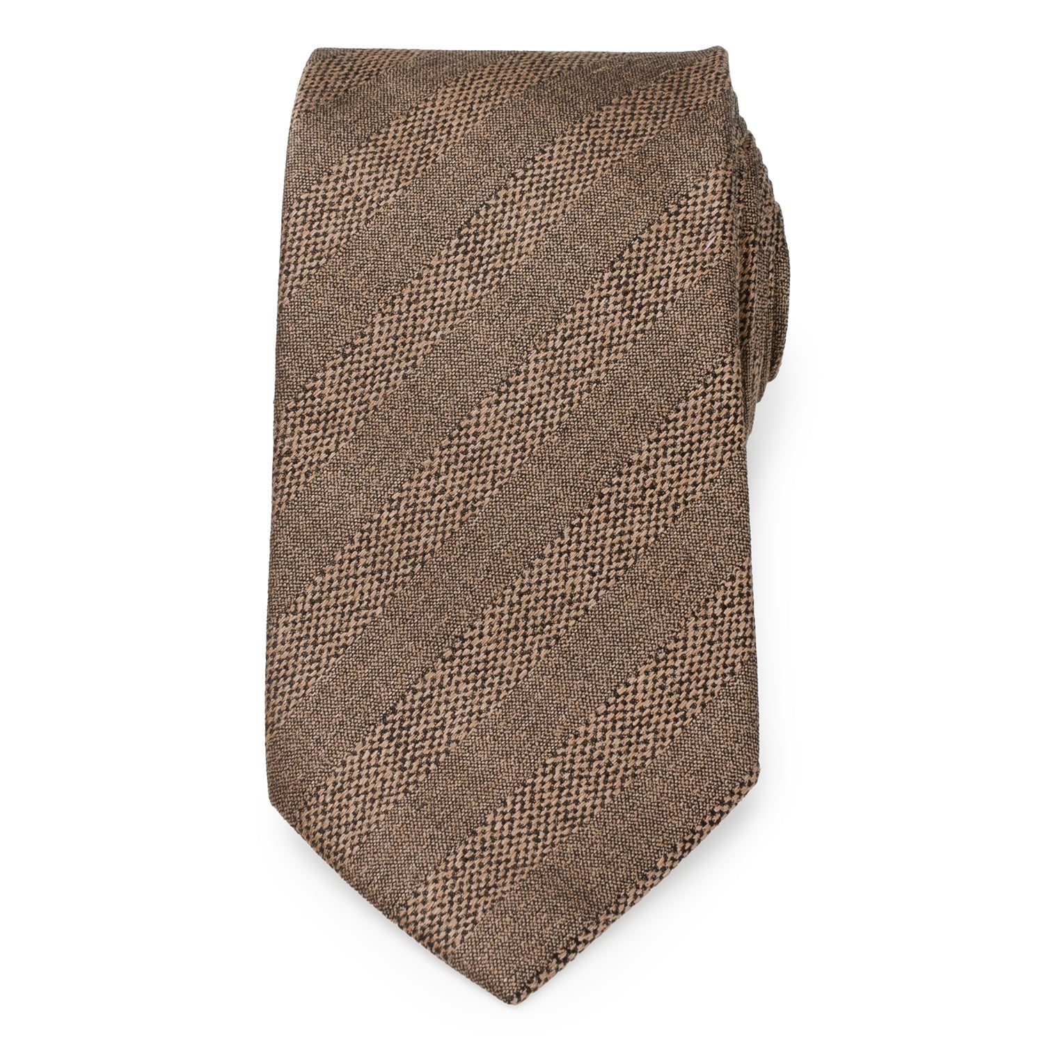 Tan Tweed Striped Linen Men's Tie392