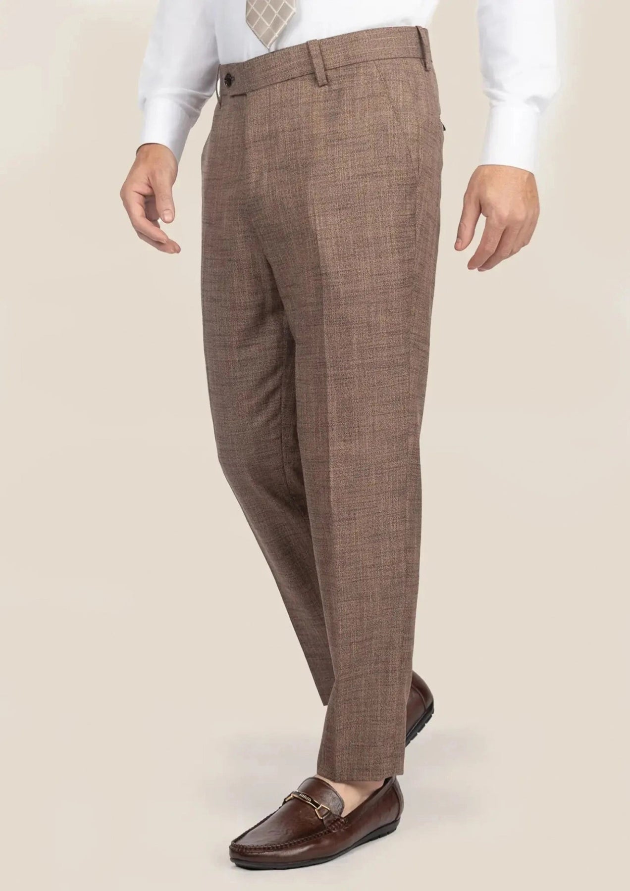 Tawny Brown Hopsack Pants - SARTORO Tawny Brown Hopsack Pants - SARTORO