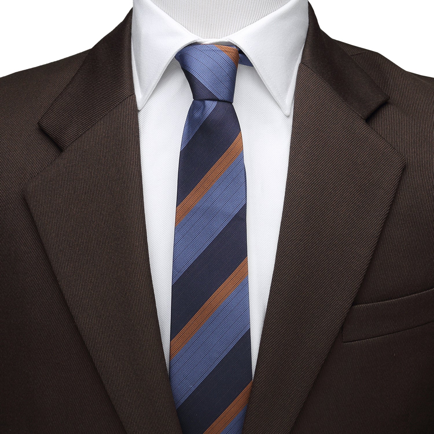 The Andrew Tie (Blue Orange Stripe Men's Tie) - SARTORO347
