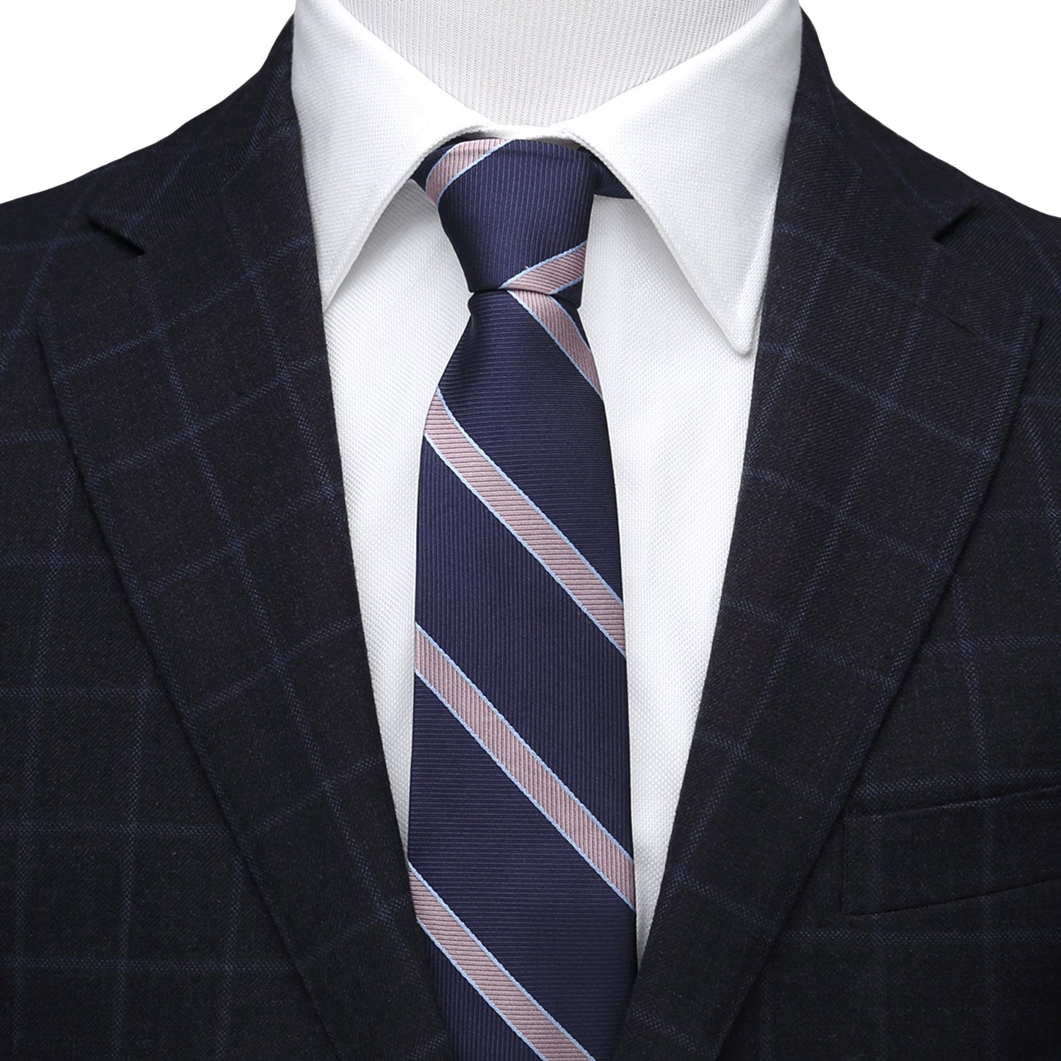 The Travis Tie (Navy Pink Stripe Men's Tie) - SARTORO752