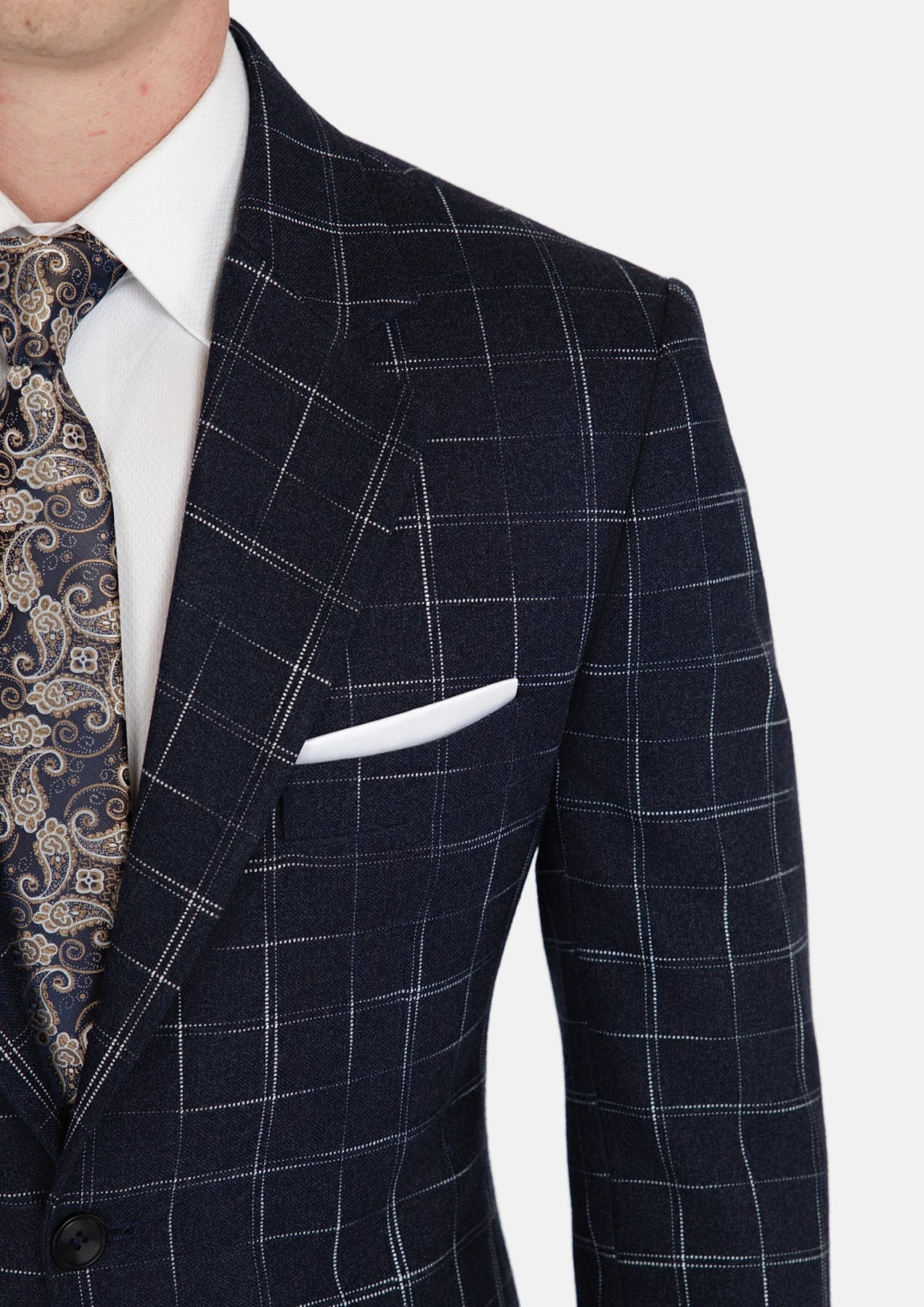 Thompson Navy Flannel Windowpane Jacket - SARTORO875