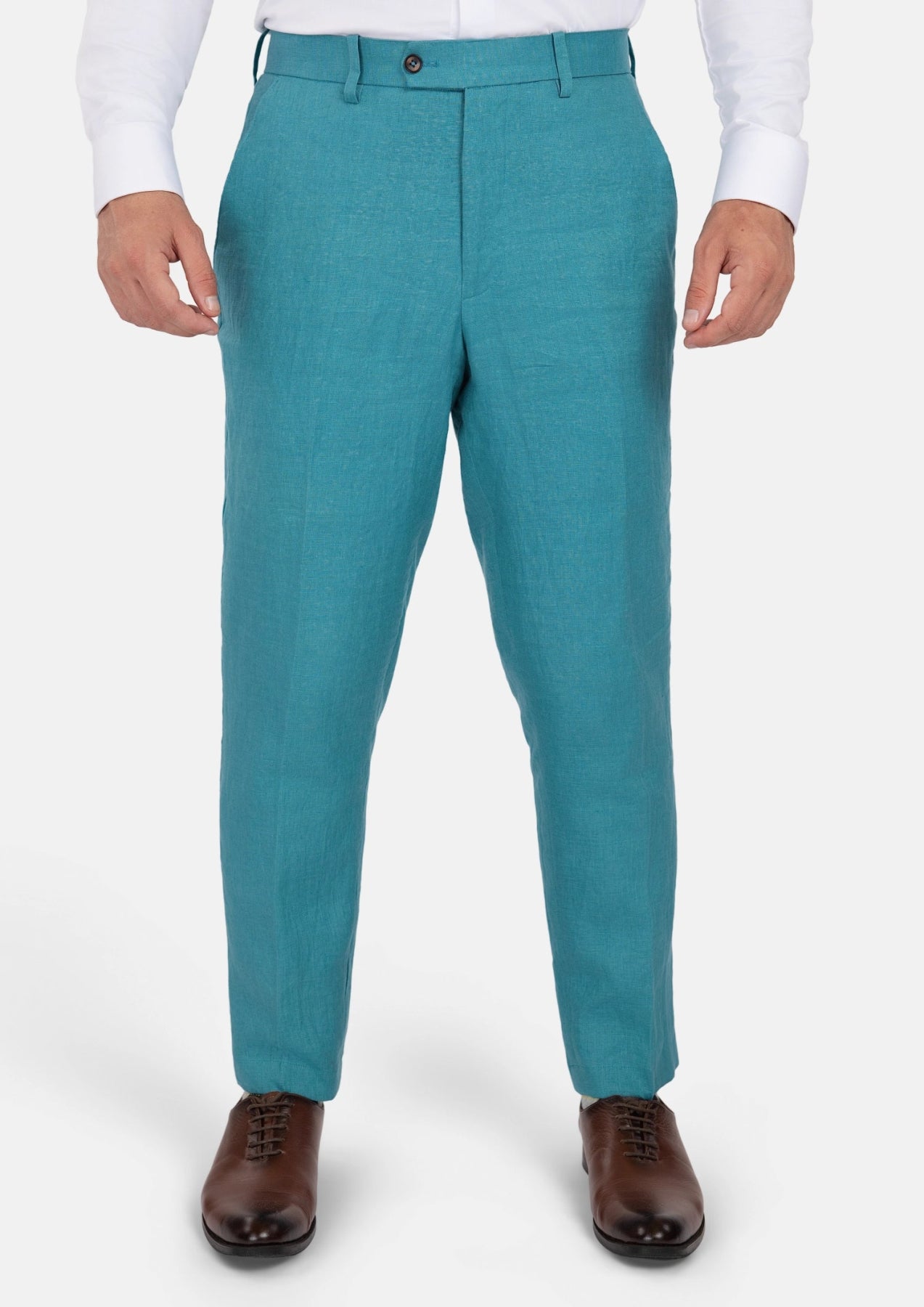 blue linen dress pants Italian Nile Blue Linen Pants StudioSuits