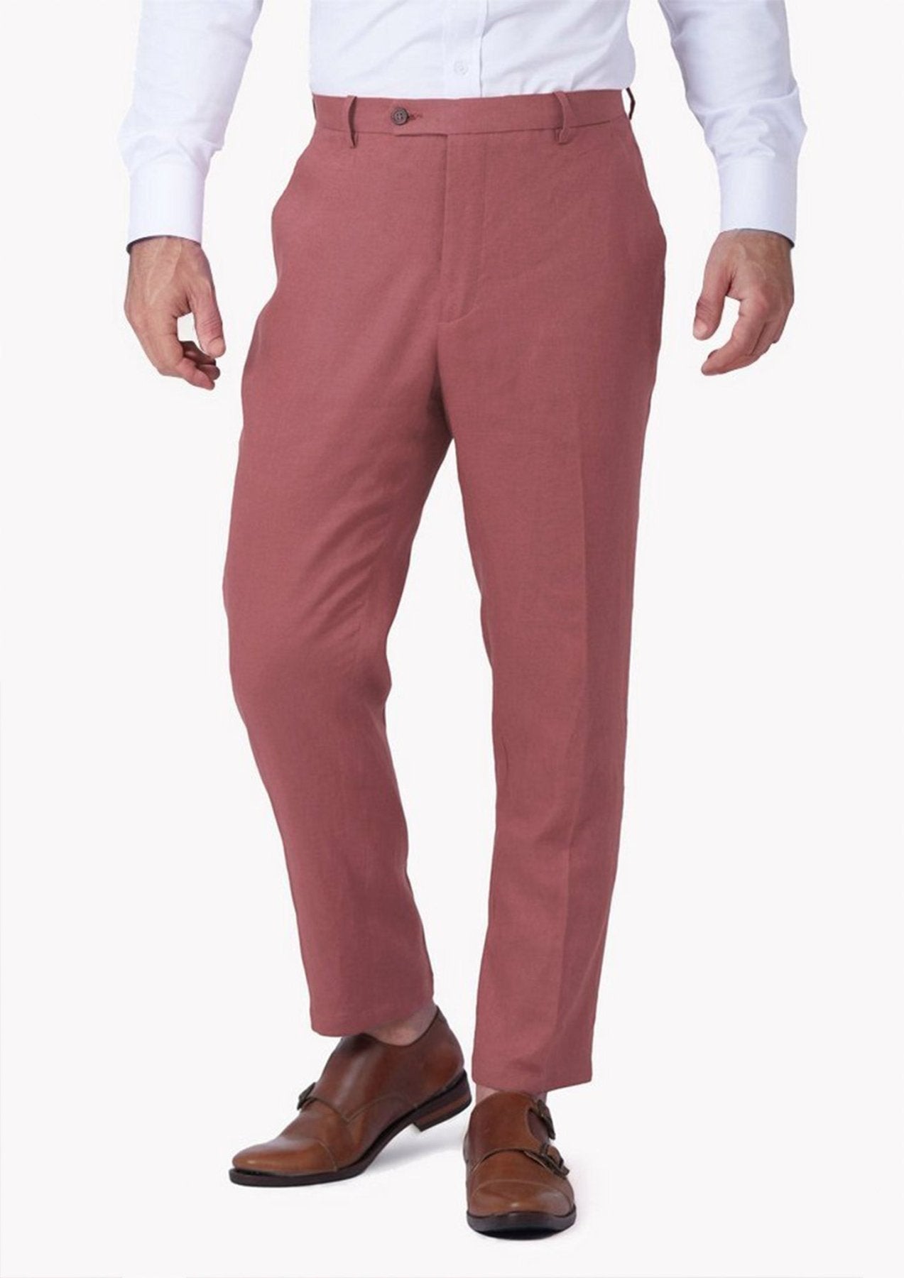 Men's Tuscan Red Linen Pants | SARTORO Men's Tuscan Red Linen Pants | SARTORO