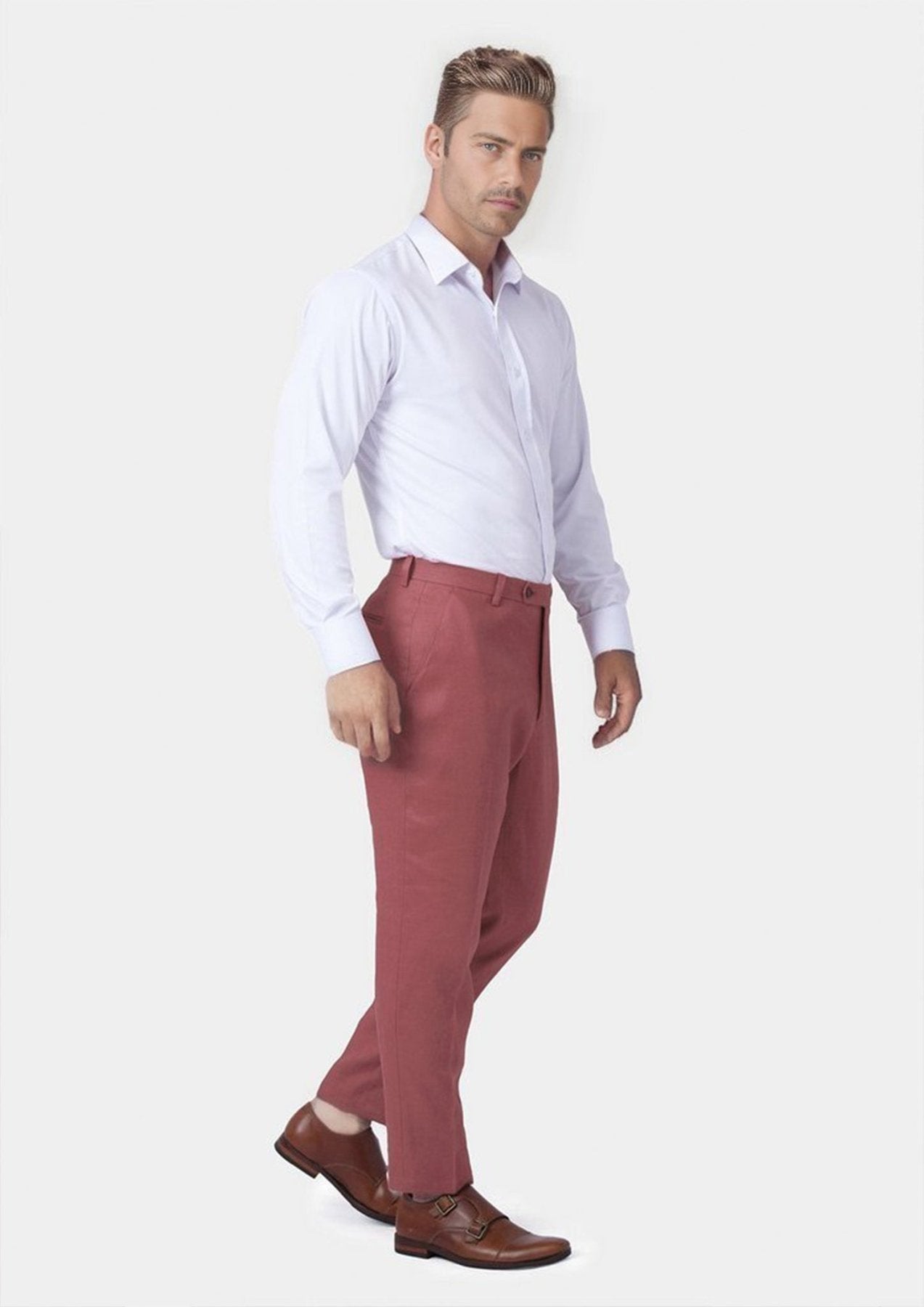 Tuscan Red Linen Pants - SARTORO