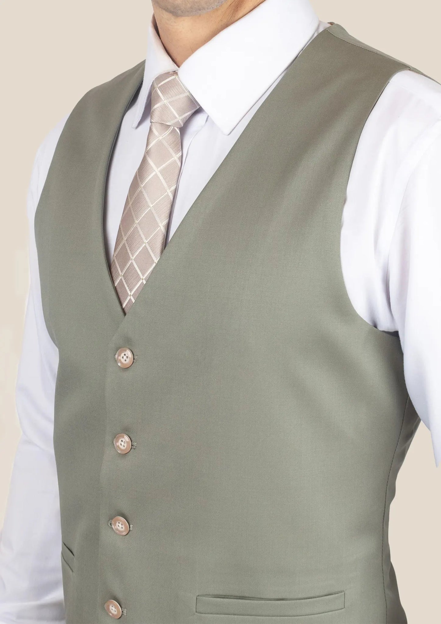 Verona Sage Twill Vest - SARTORO648