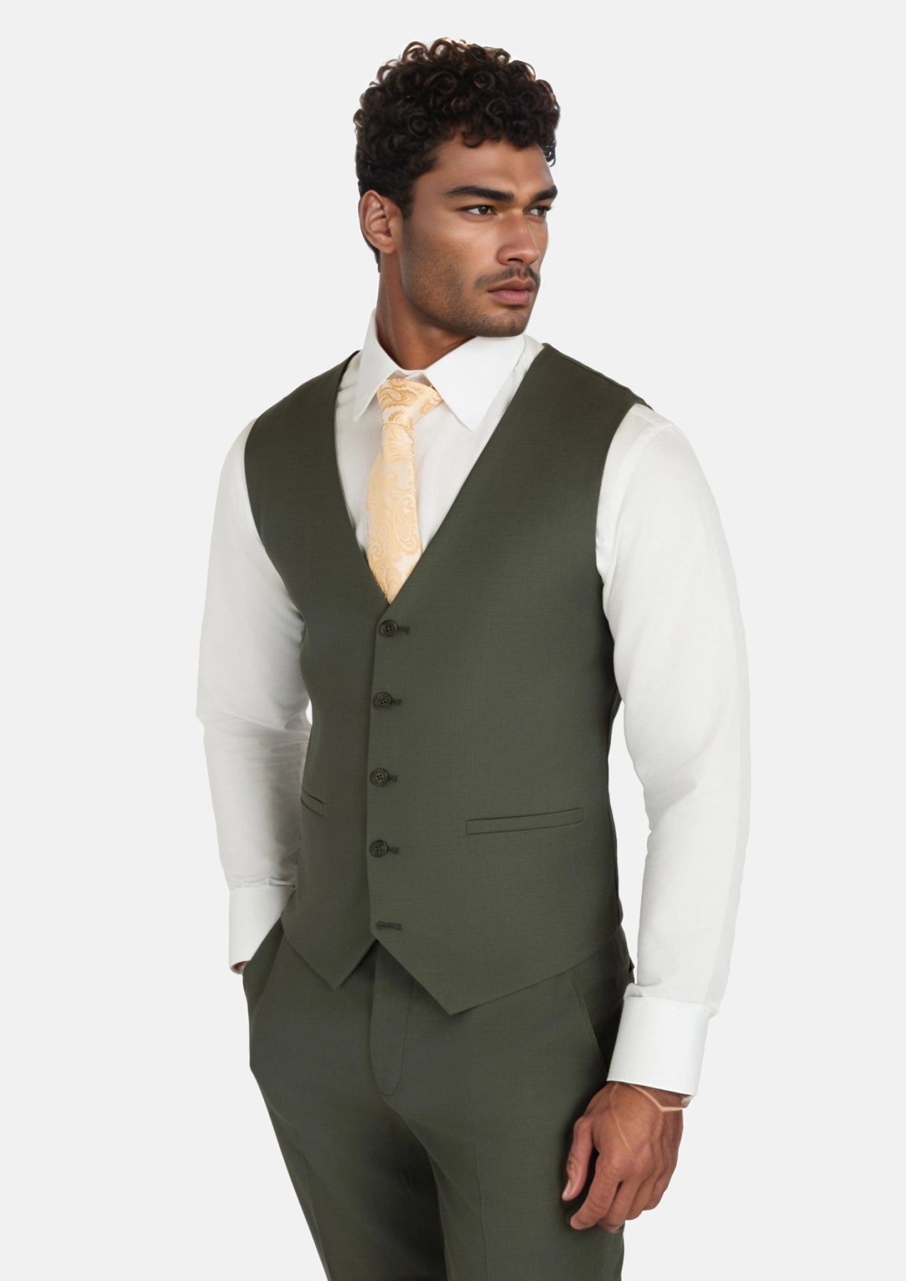 Vintage Olive Vest - SARTORO903