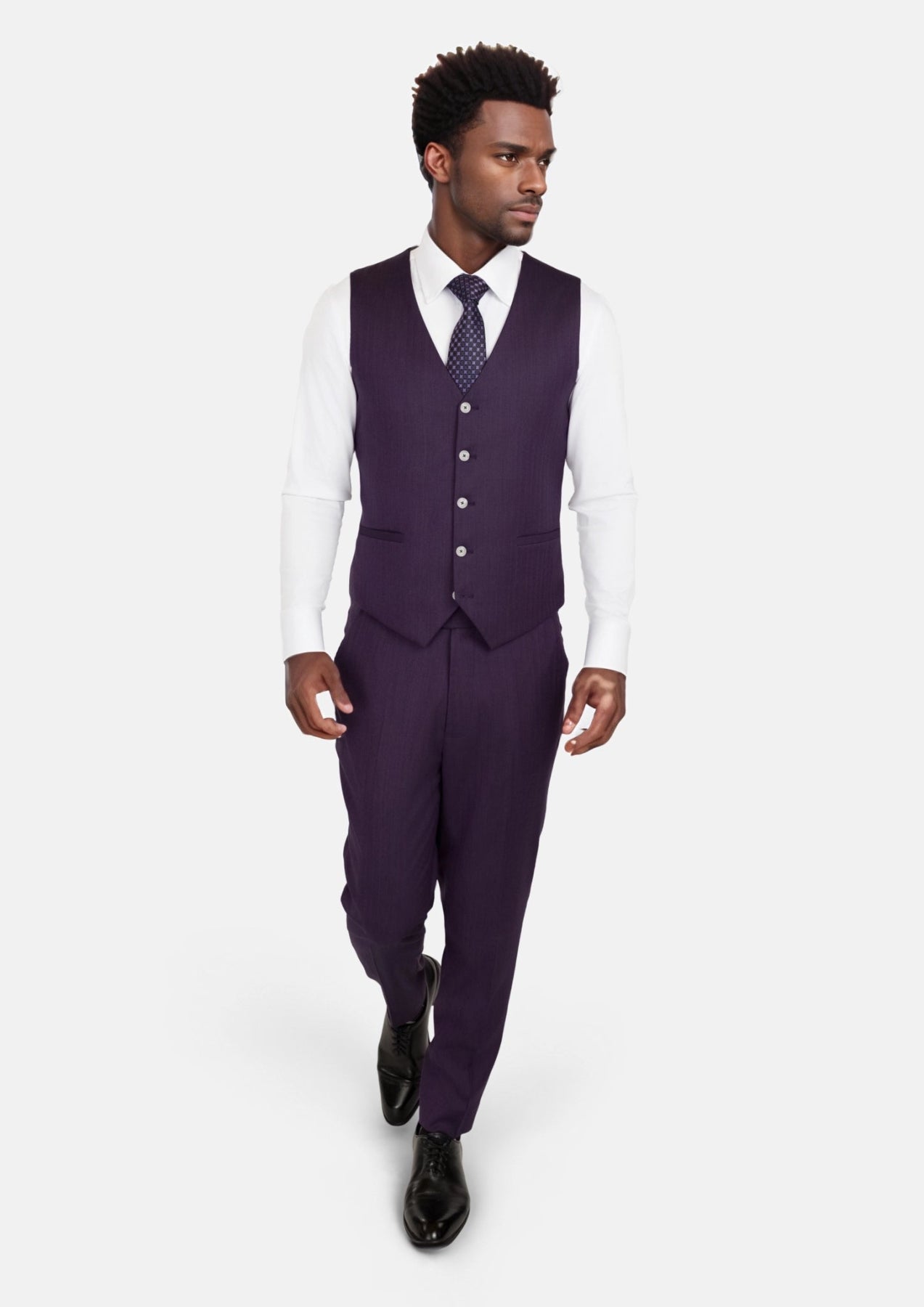 Violet Herringbone Vest - SARTORO