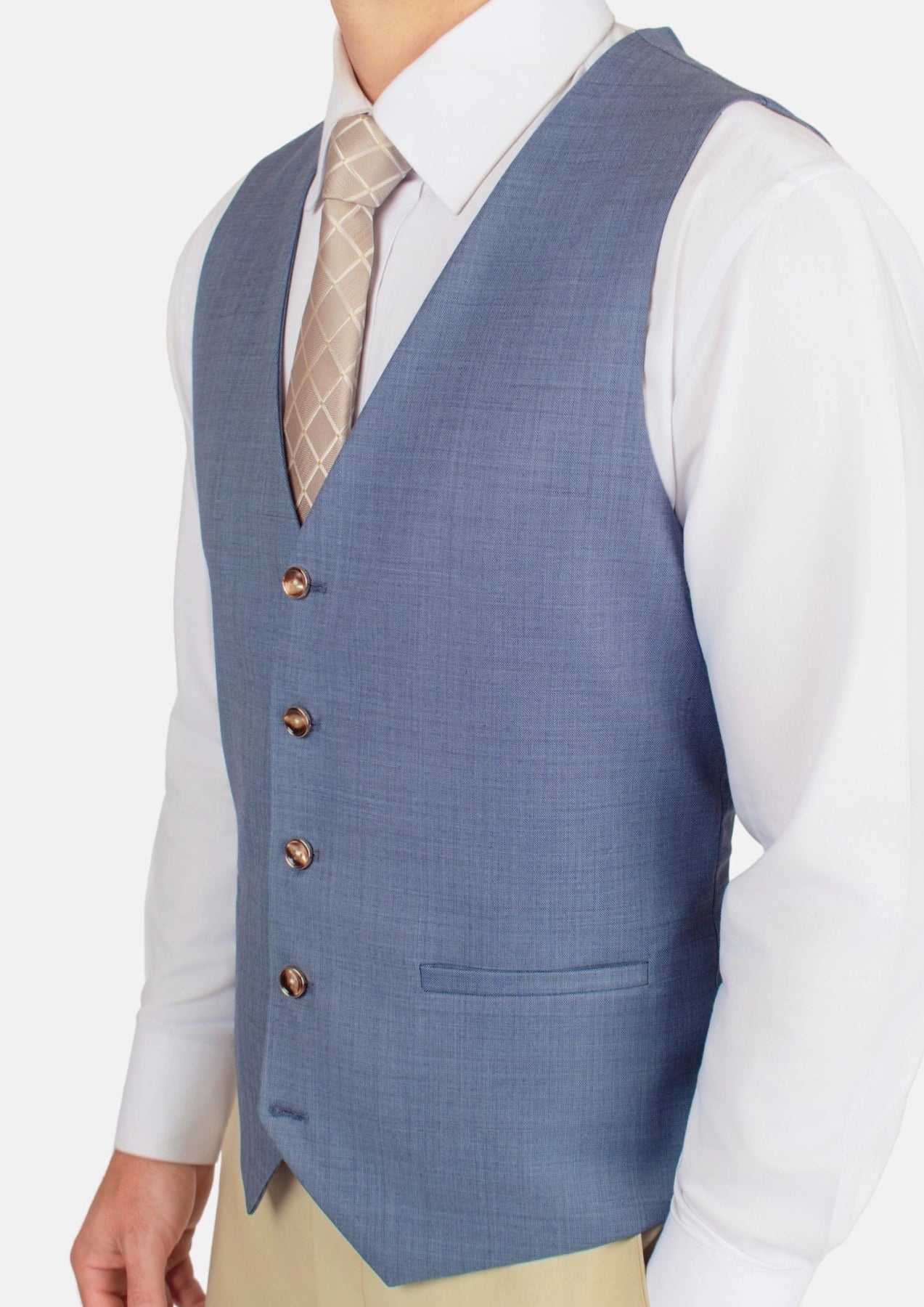 Vista Blue Sharkskin Vest - SARTORO854