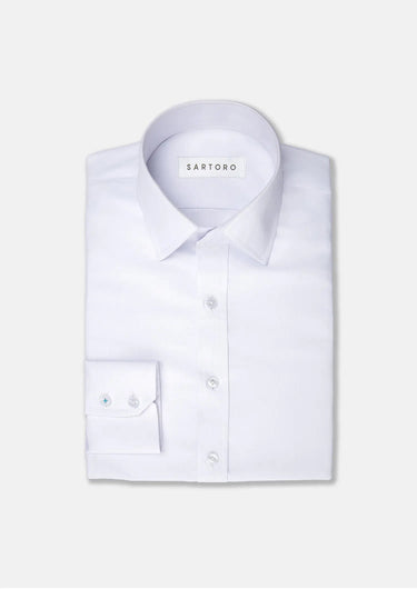White Egyptian Cotton Broadcloth Shirt - SARTORO