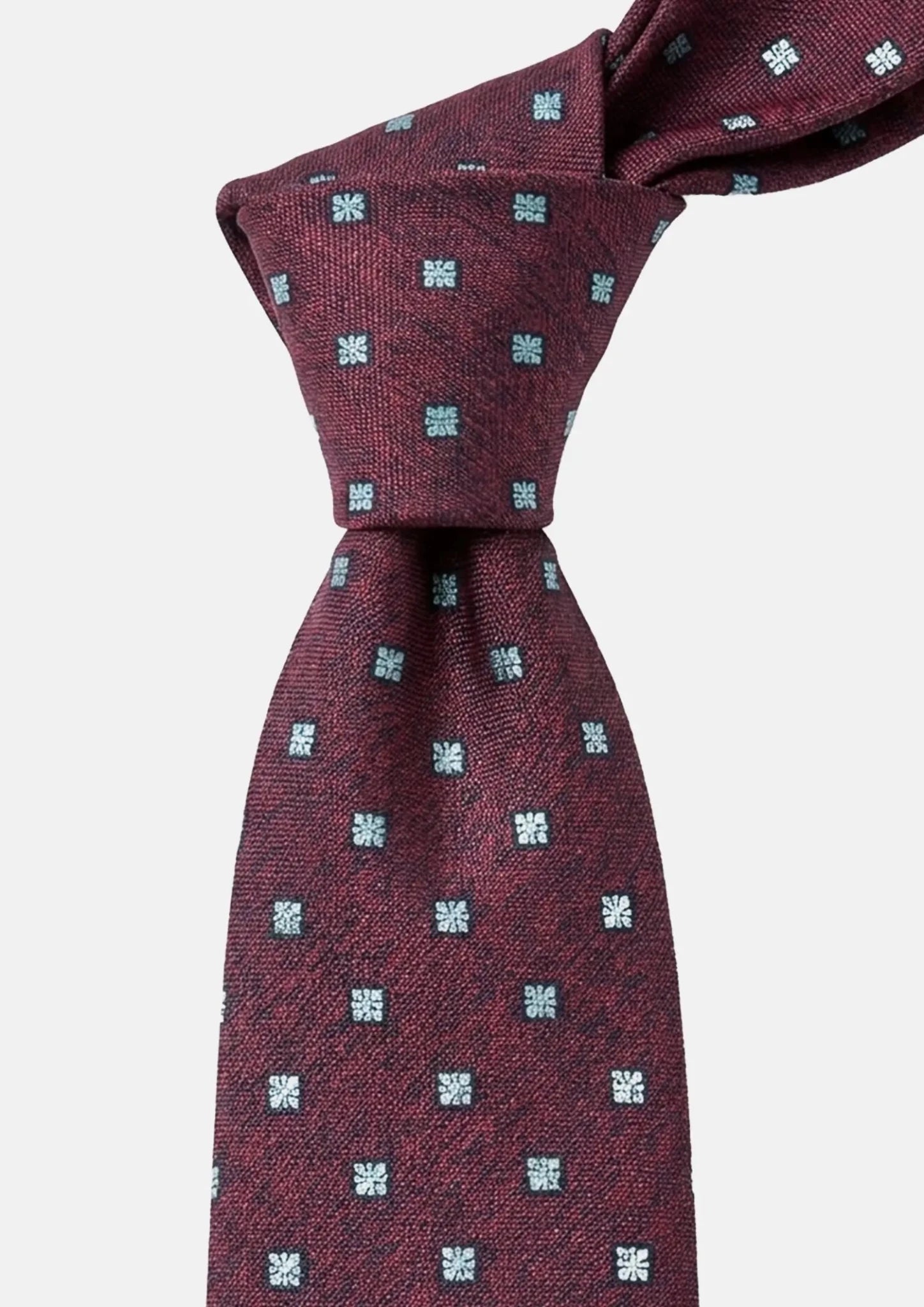 Wine Red Geometric Floral Tie - SARTORO686
