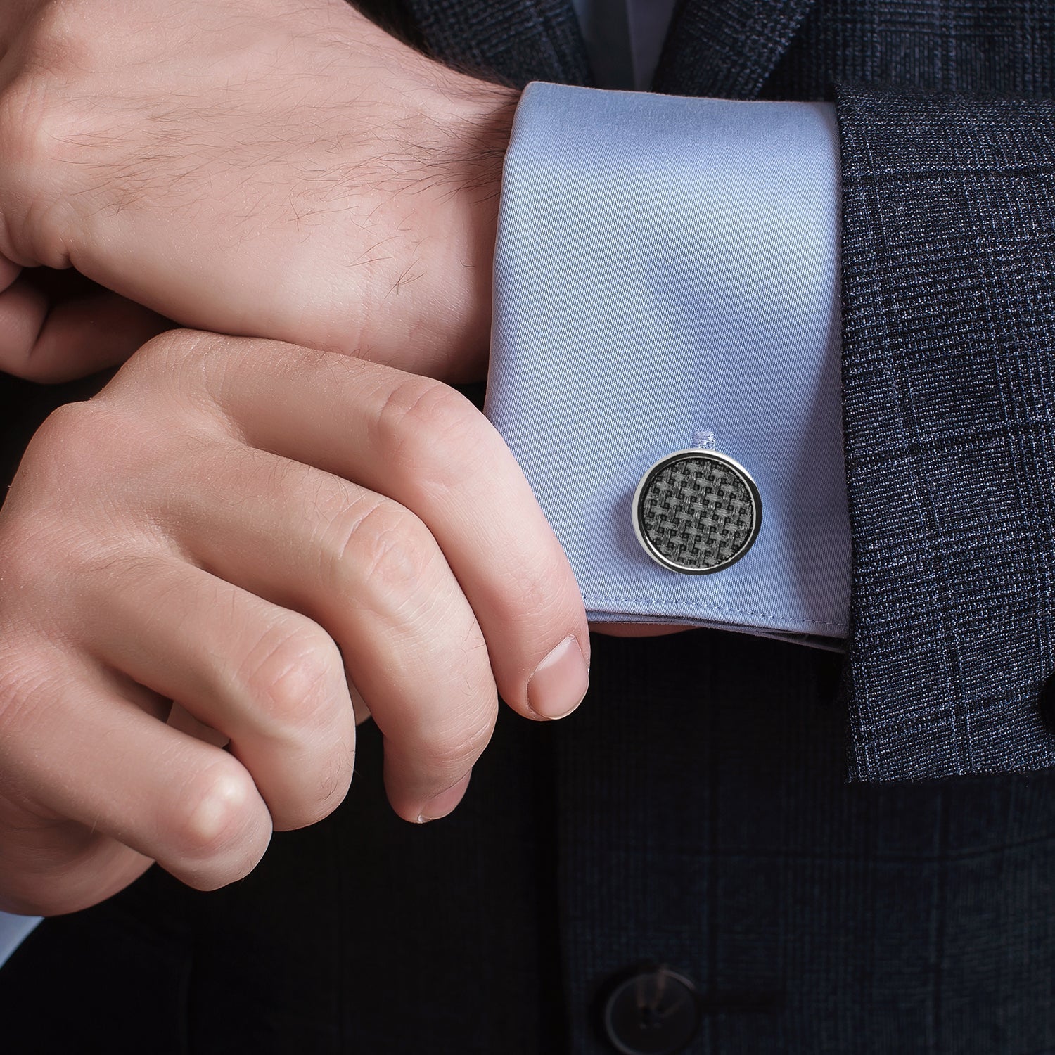 Woven Metal Black Cufflinks - SARTORO961