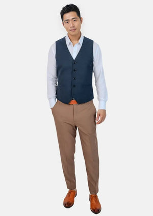 Aegean Blue Sharkskin Vest - SARTORO