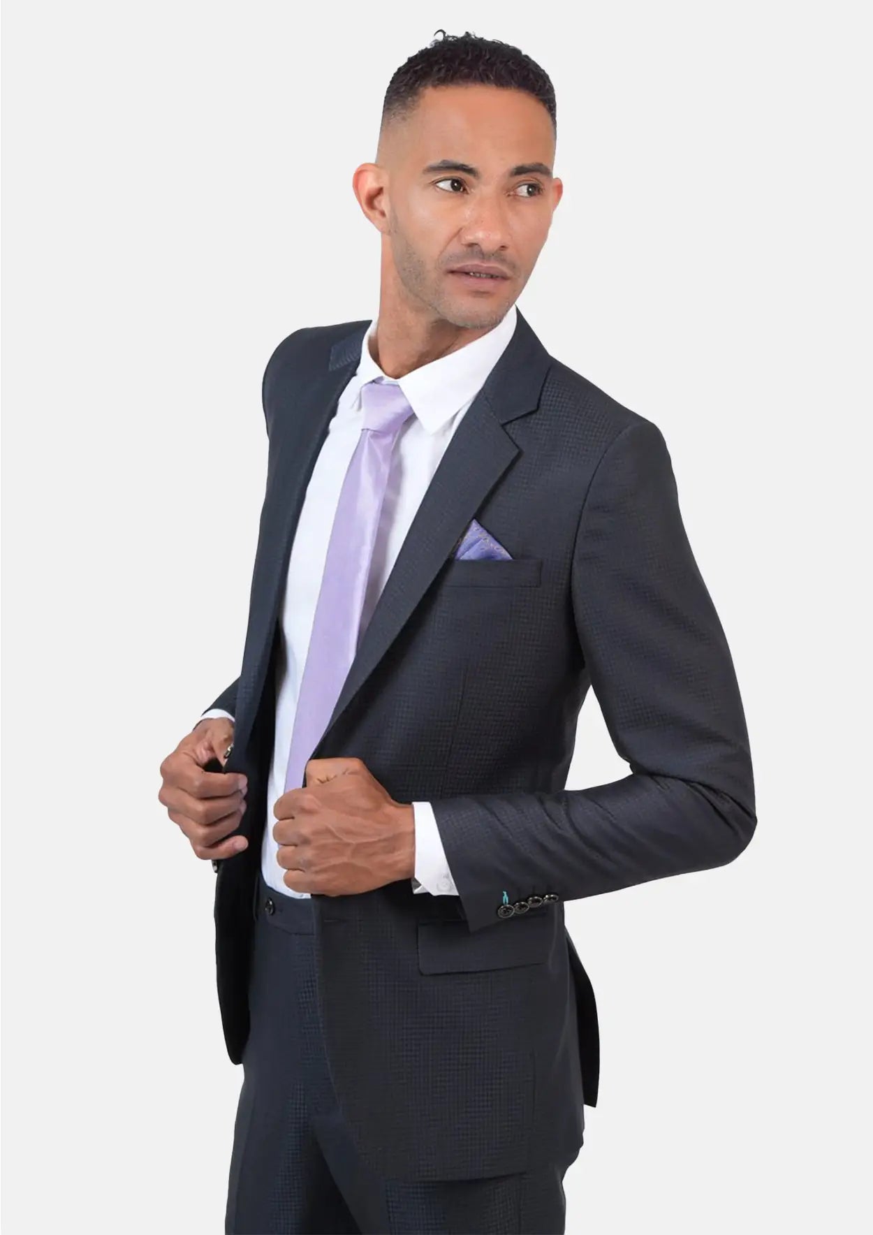 Astor Graphite Blue Microcheck Suit