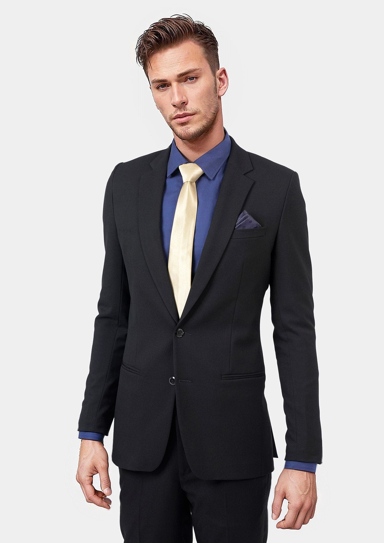Astor Jet Black Twill Jacket - SARTORO306