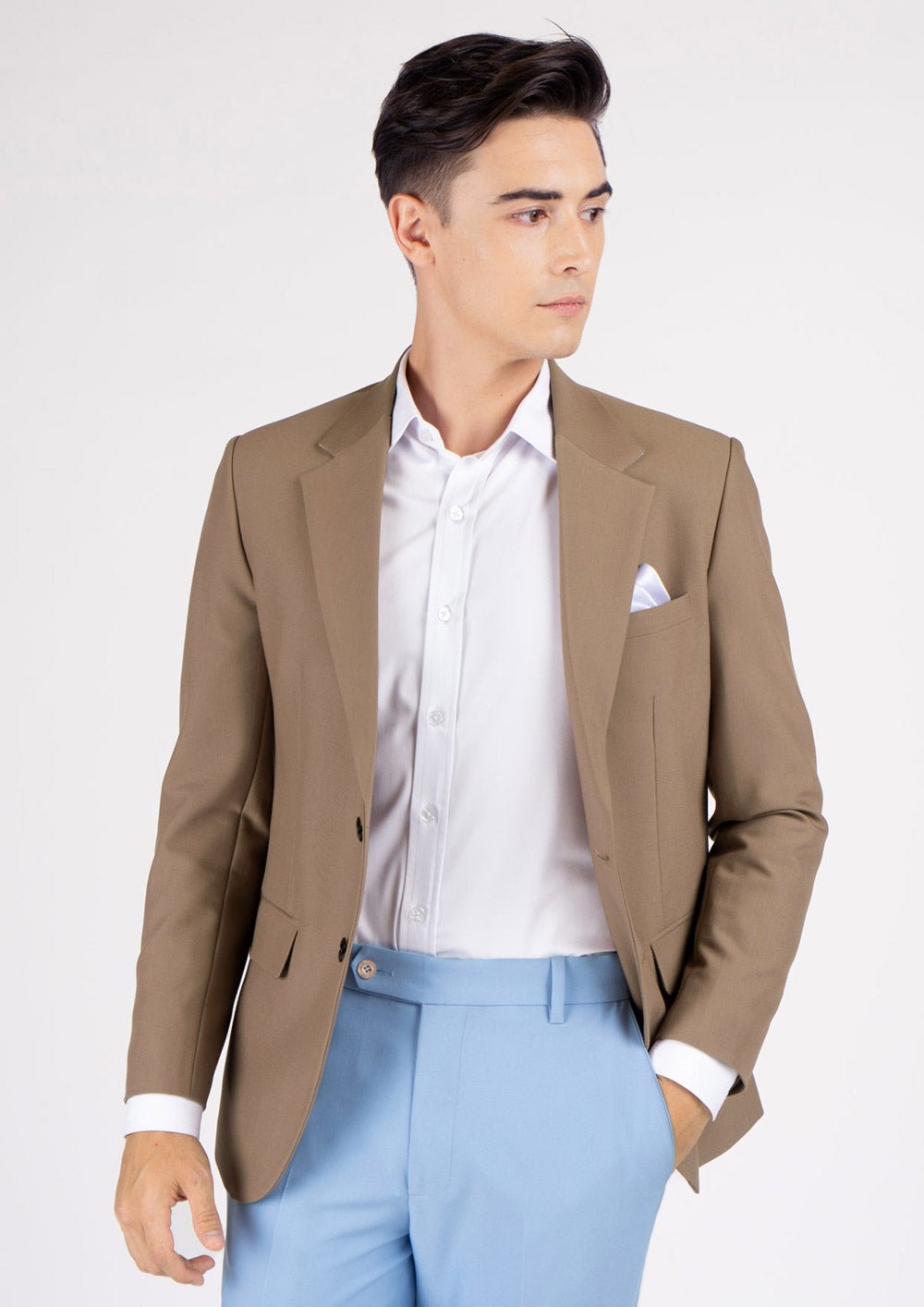 light brown dress coat Brown Plaid Wool-Blend Overcoat - All Outerwear