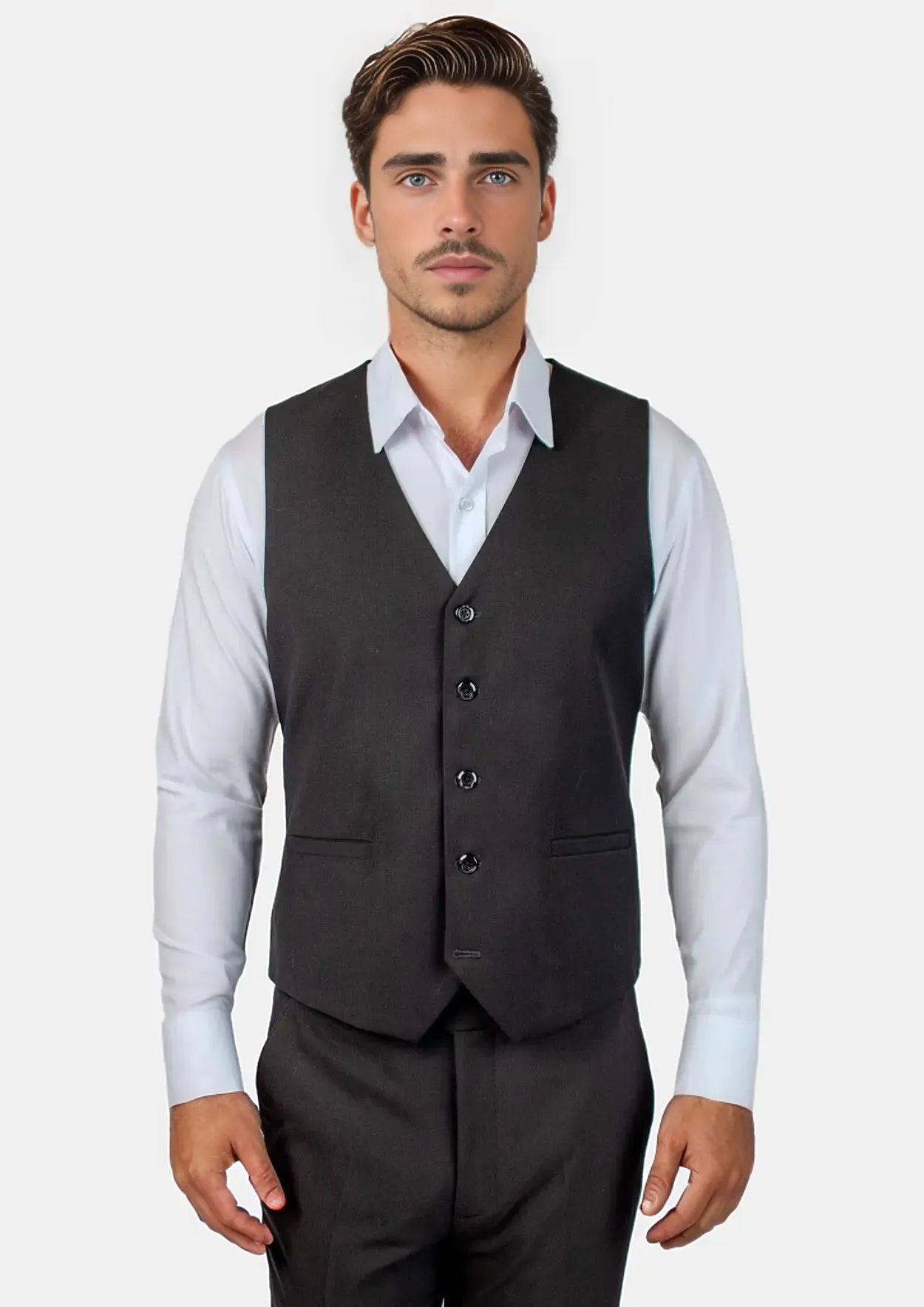 Black Crosshatch Vest - SARTORO964