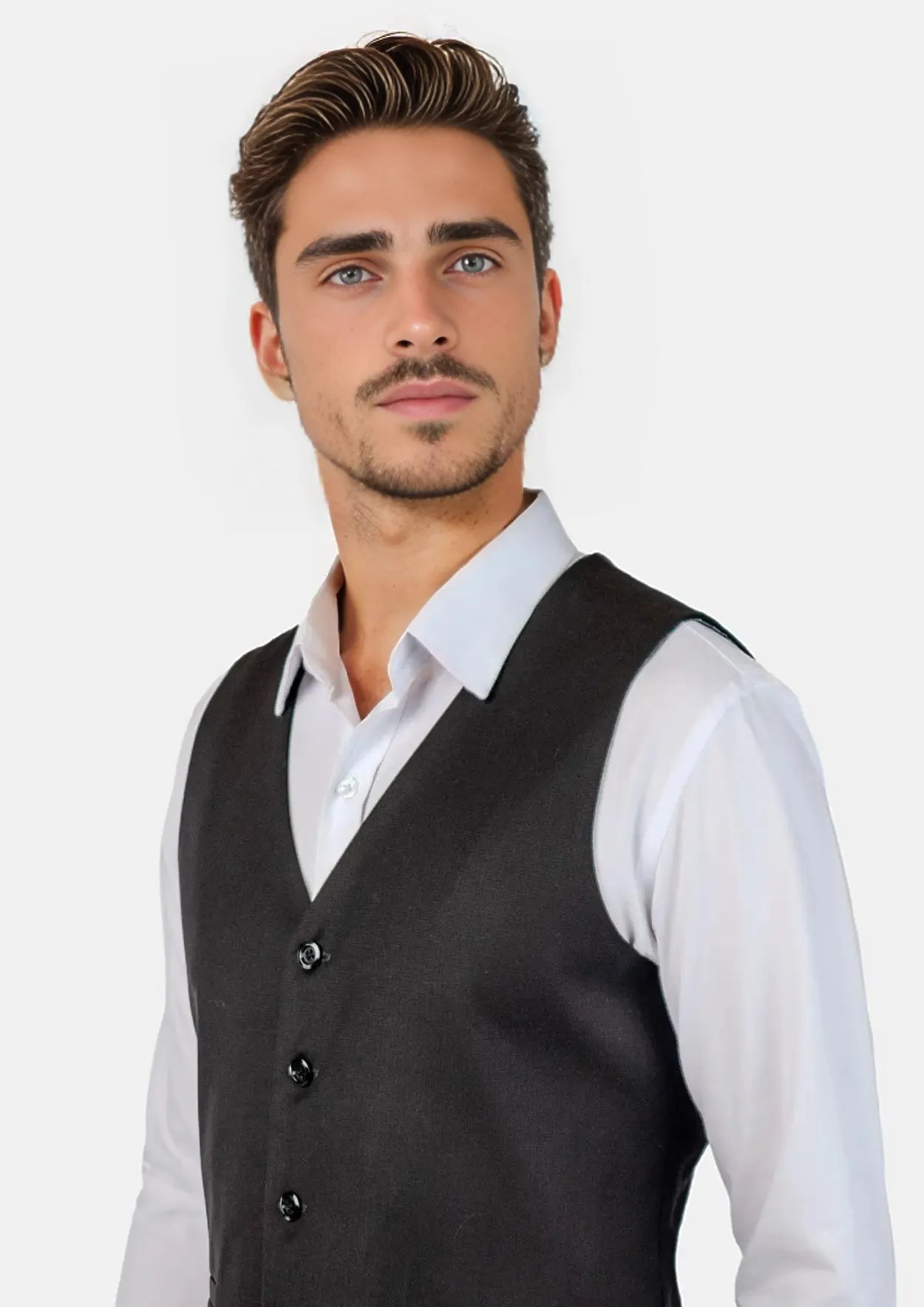Black Crosshatch Vest - SARTORO549