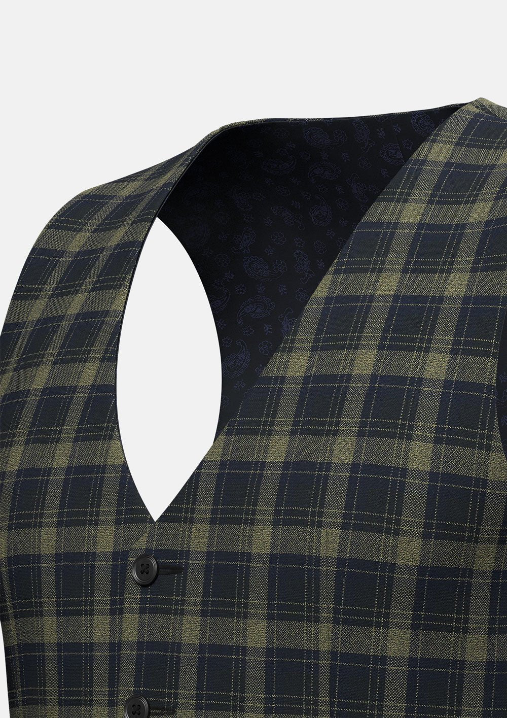 Black & Gold Check Vest - SARTORO377