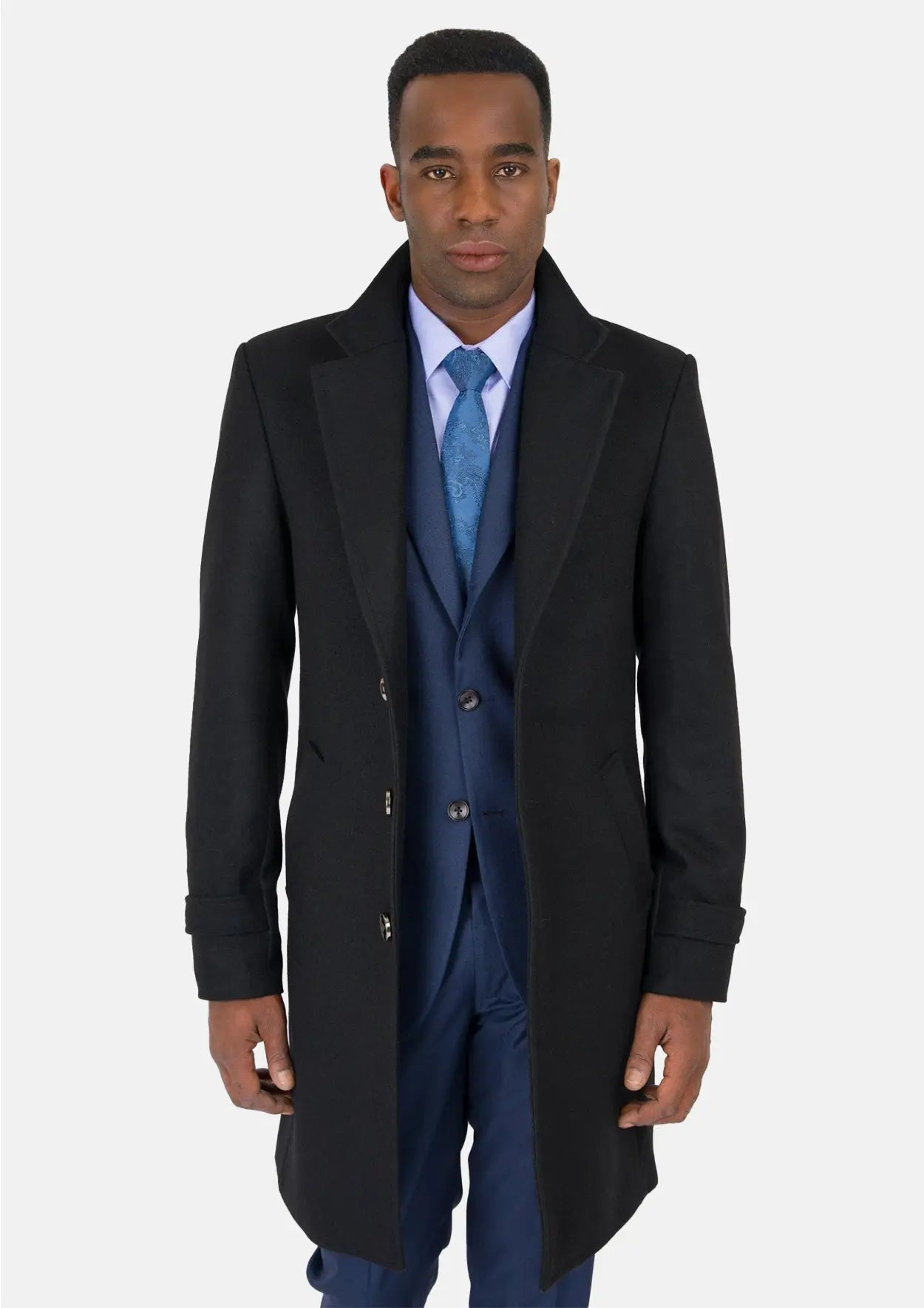 Black Wool Classic Overcoat - SARTORO