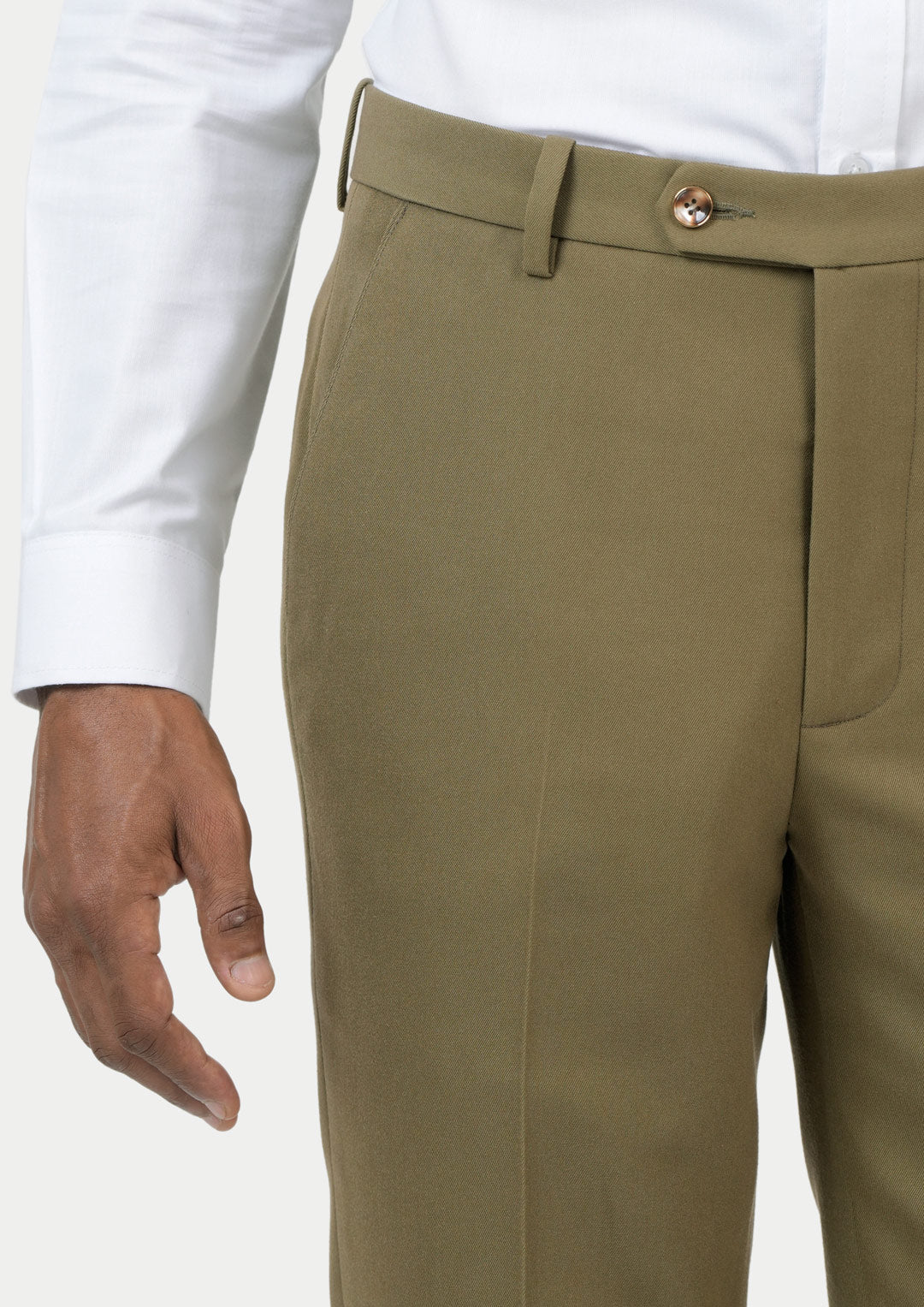 British Khaki Cotton Chino Pants - SARTORO558