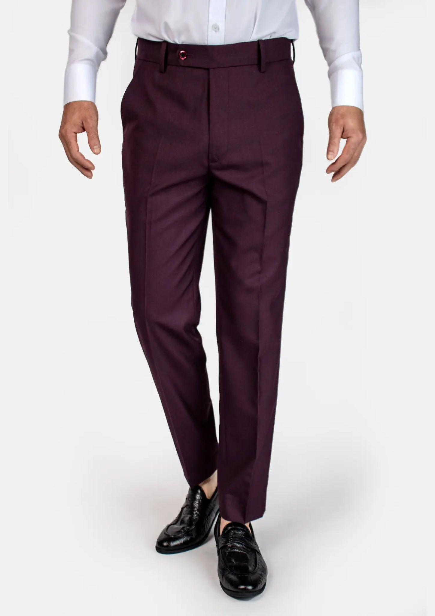 Burgundy Sharkskin Pants - SARTORO