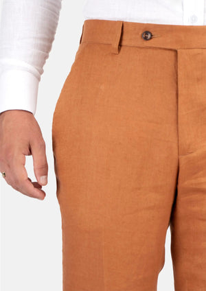 Burnt Orange Linen Pants - SARTORO
