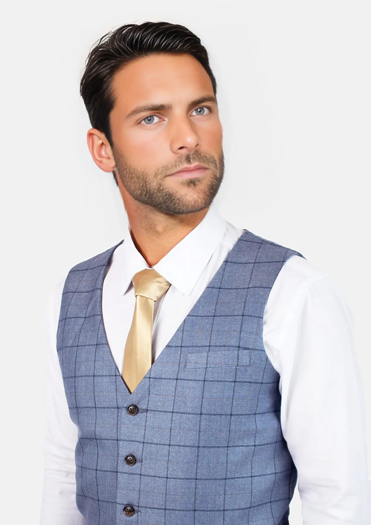 Carolina Blue Windowpane Vest - SARTORO769