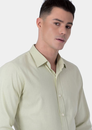 Olive Cream Linen Shirt - SARTORO