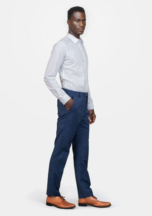 Deep Blue Crosshatch Pants - SARTORO