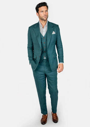 Deep Teal Linen Suit - Brad's Party - SARTORO