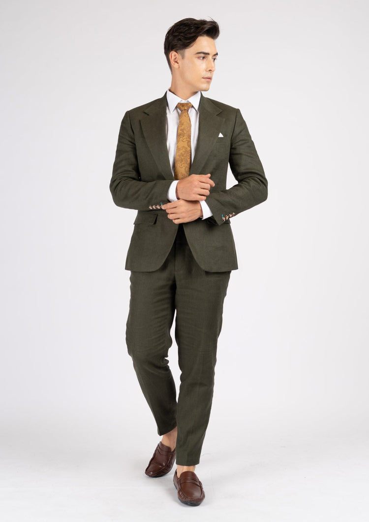 Eldridge Juniper Green Linen Suit - SARTORO