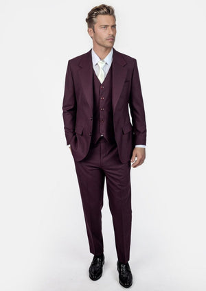 Ellis Burgundy Sharkskin Suit - SARTORO