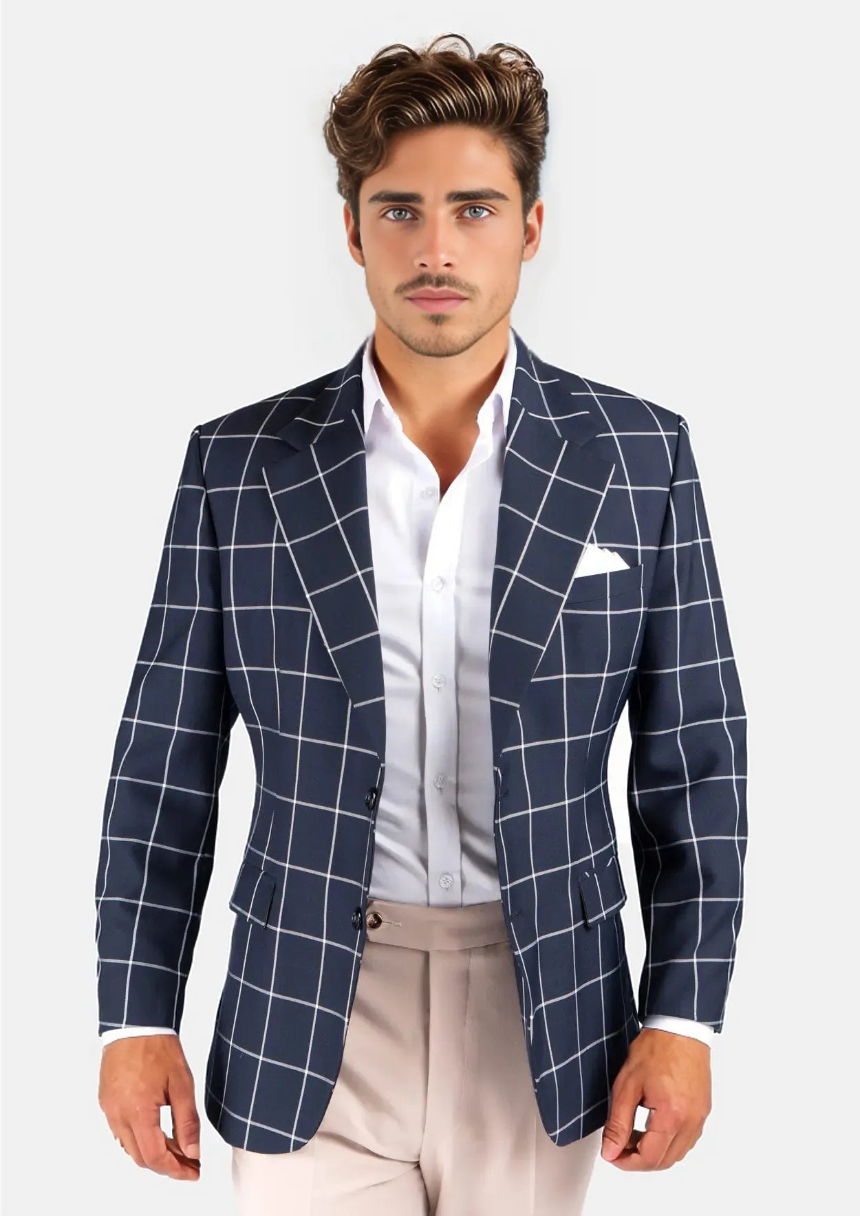 Ellis Regal Navy Windowpane Jacket - SARTORO922