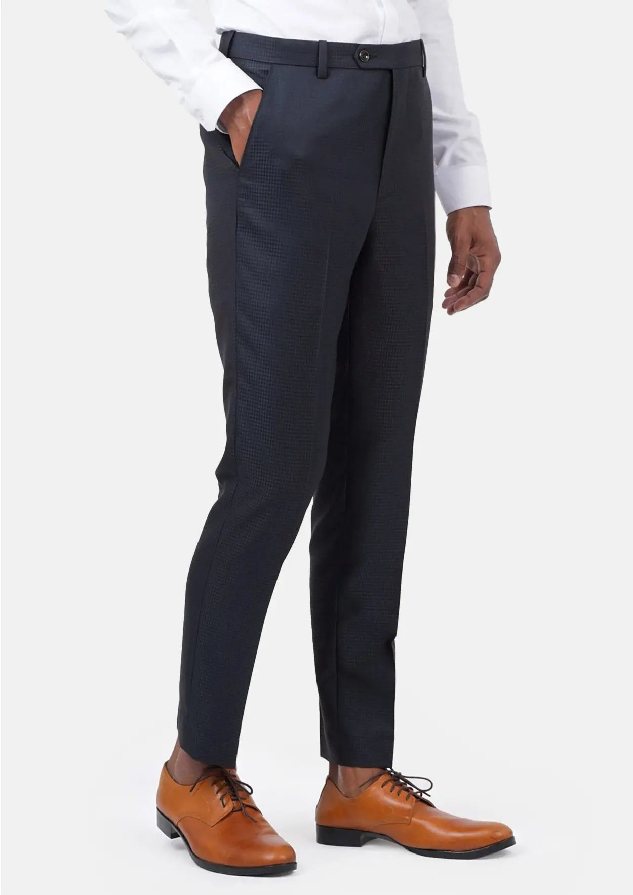 Graphite Blue Microcheck Pants - SARTORO370