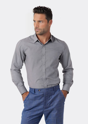 Grey Egyptian Cotton Broadcloth Shirt - SARTORO