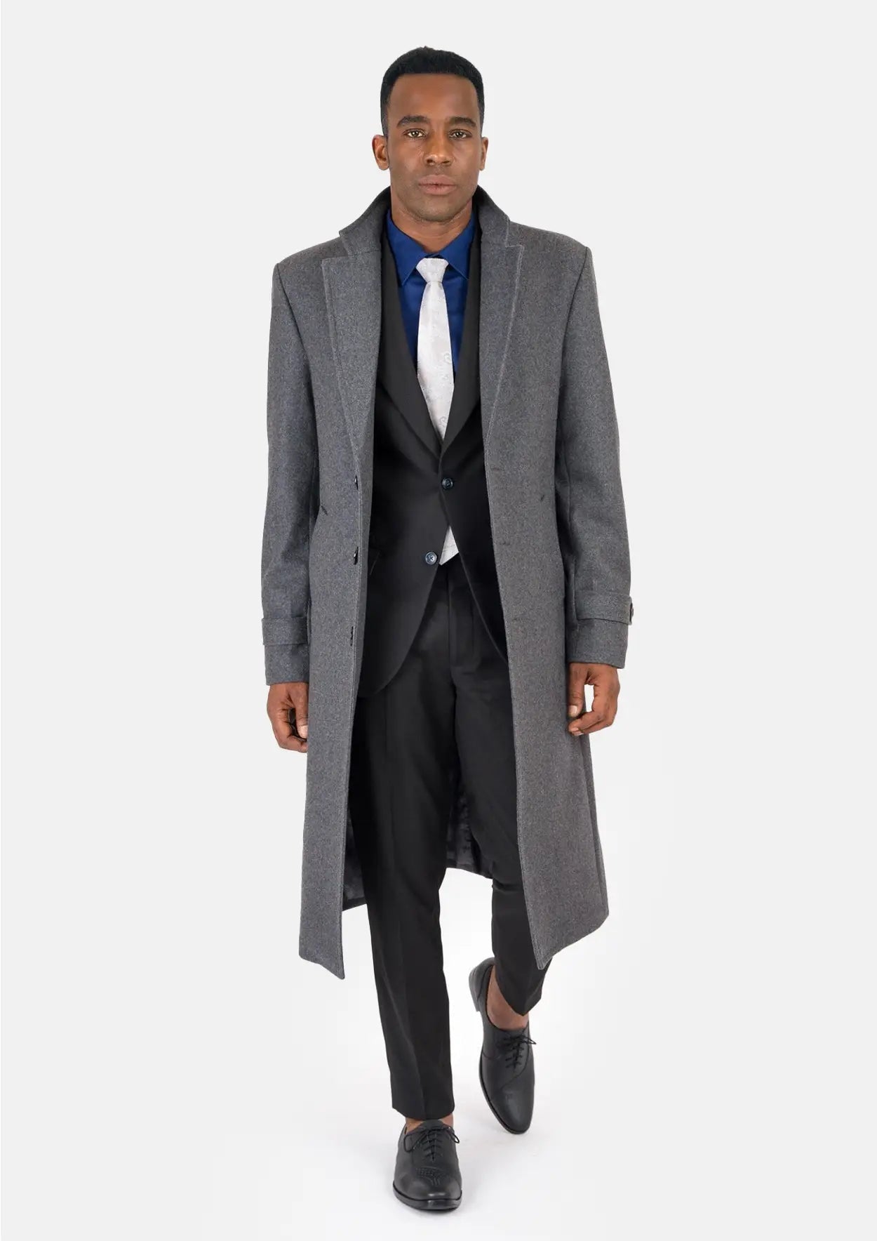 Grey Wool Classic Long Overcoat