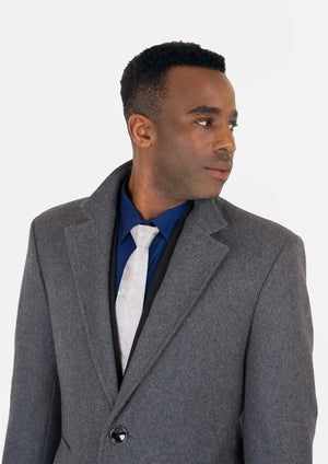 Grey Wool Classic Overcoat - SARTORO