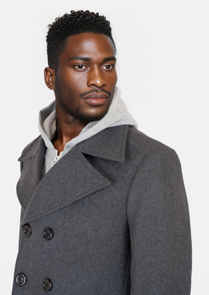 Grey Wool Signature Peacoat - SARTORO