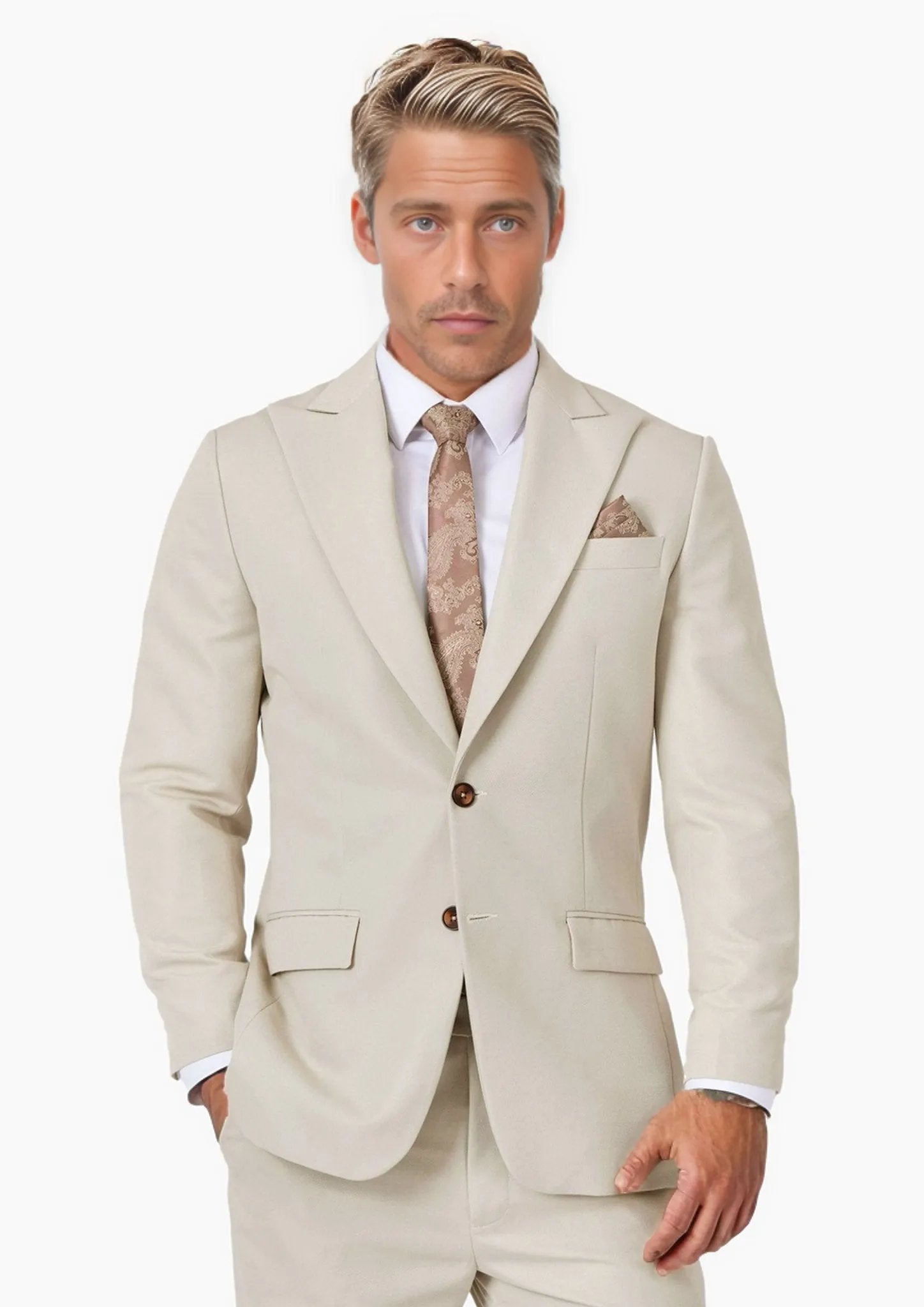 Men's Hudson Ivory Cotton Suit | SARTORO Men's Hudson Ivory Cotton Suit | SARTORO