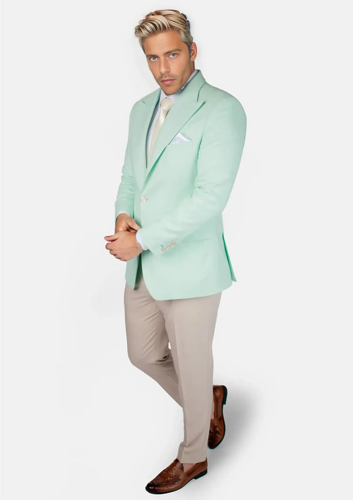 Hudson Mint Green Linen Blend Jacket - SARTORO
