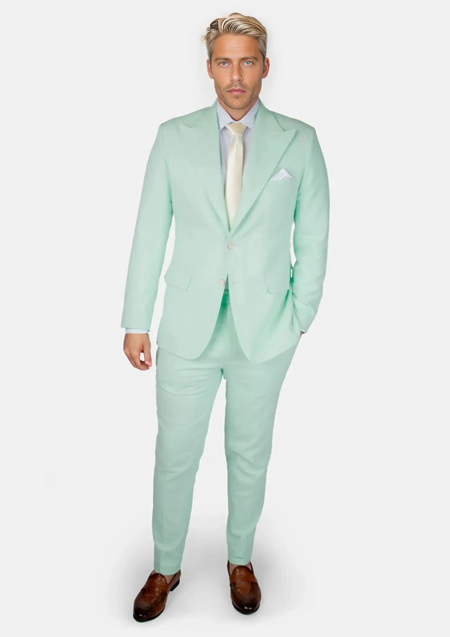 Hudson Mint Green Linen Blend Suit