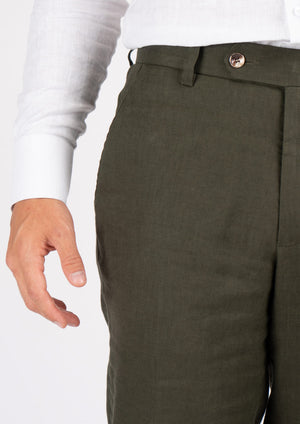 Juniper Green Linen Pants - SARTORO