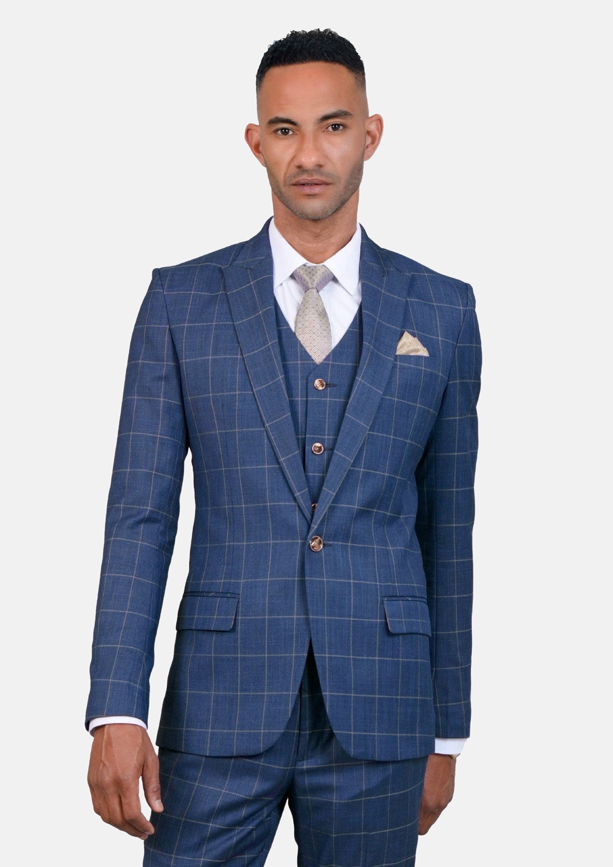 Madison Lapis Blue Windowpane Suit - SARTORO