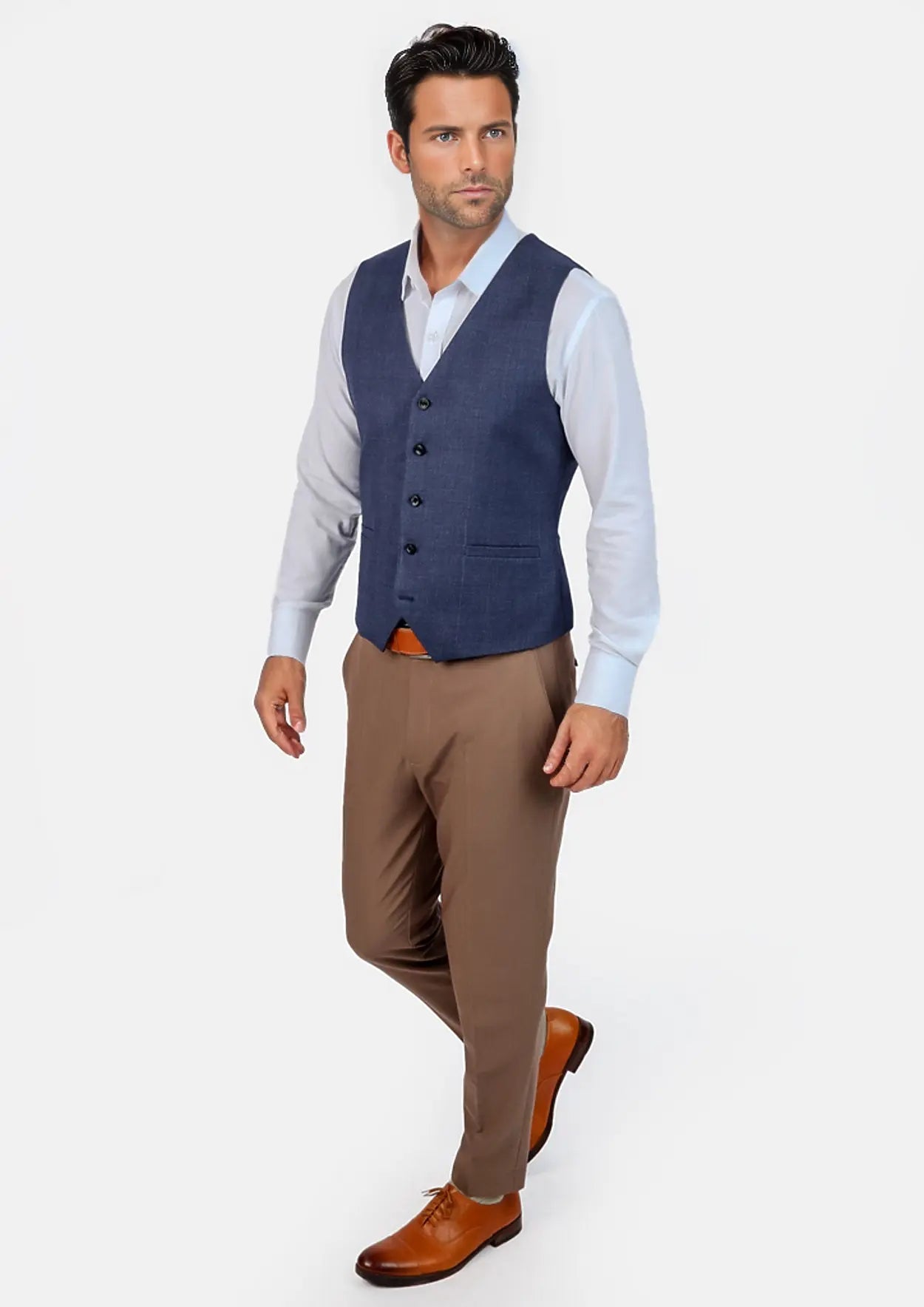 Midnight Blue Prince of Wales Vest - SARTORO