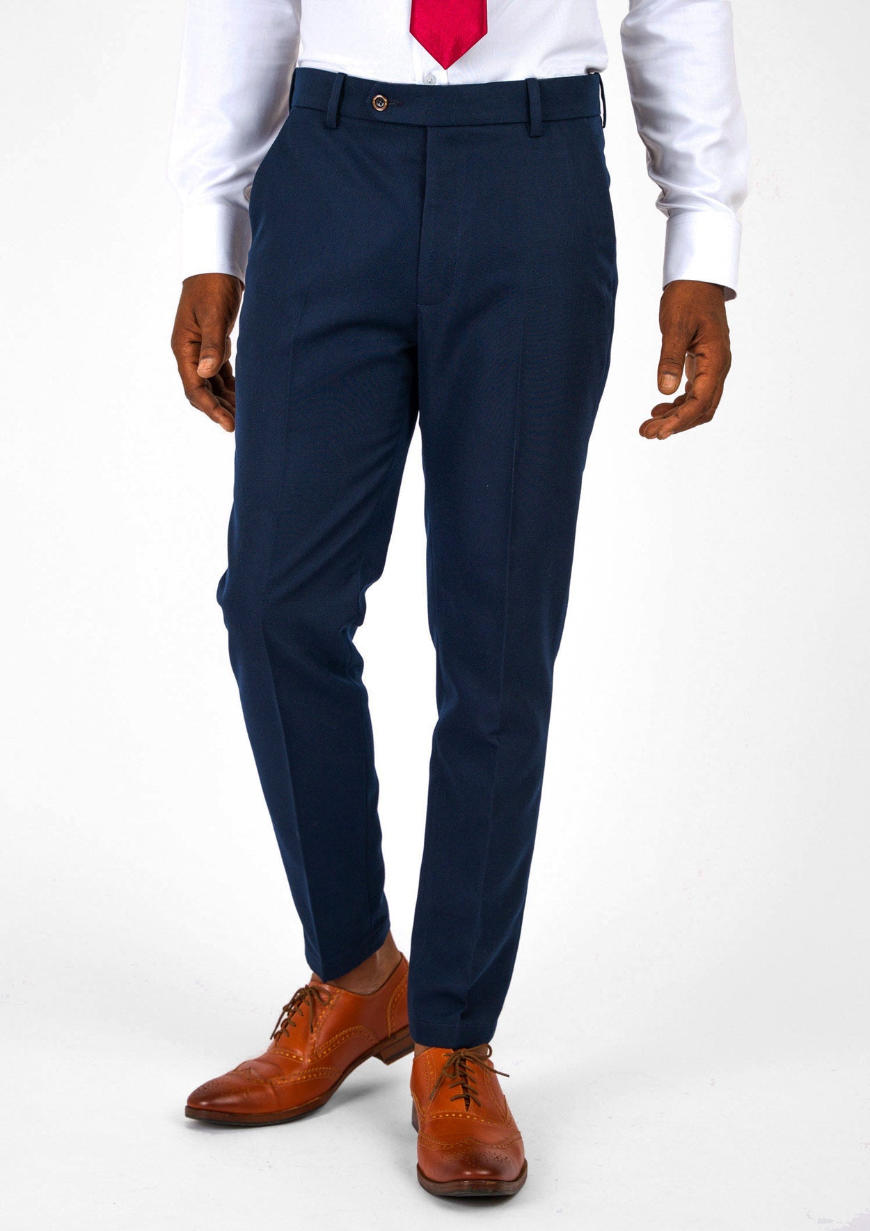 Navy Cotton Chino Pants - SARTORO180