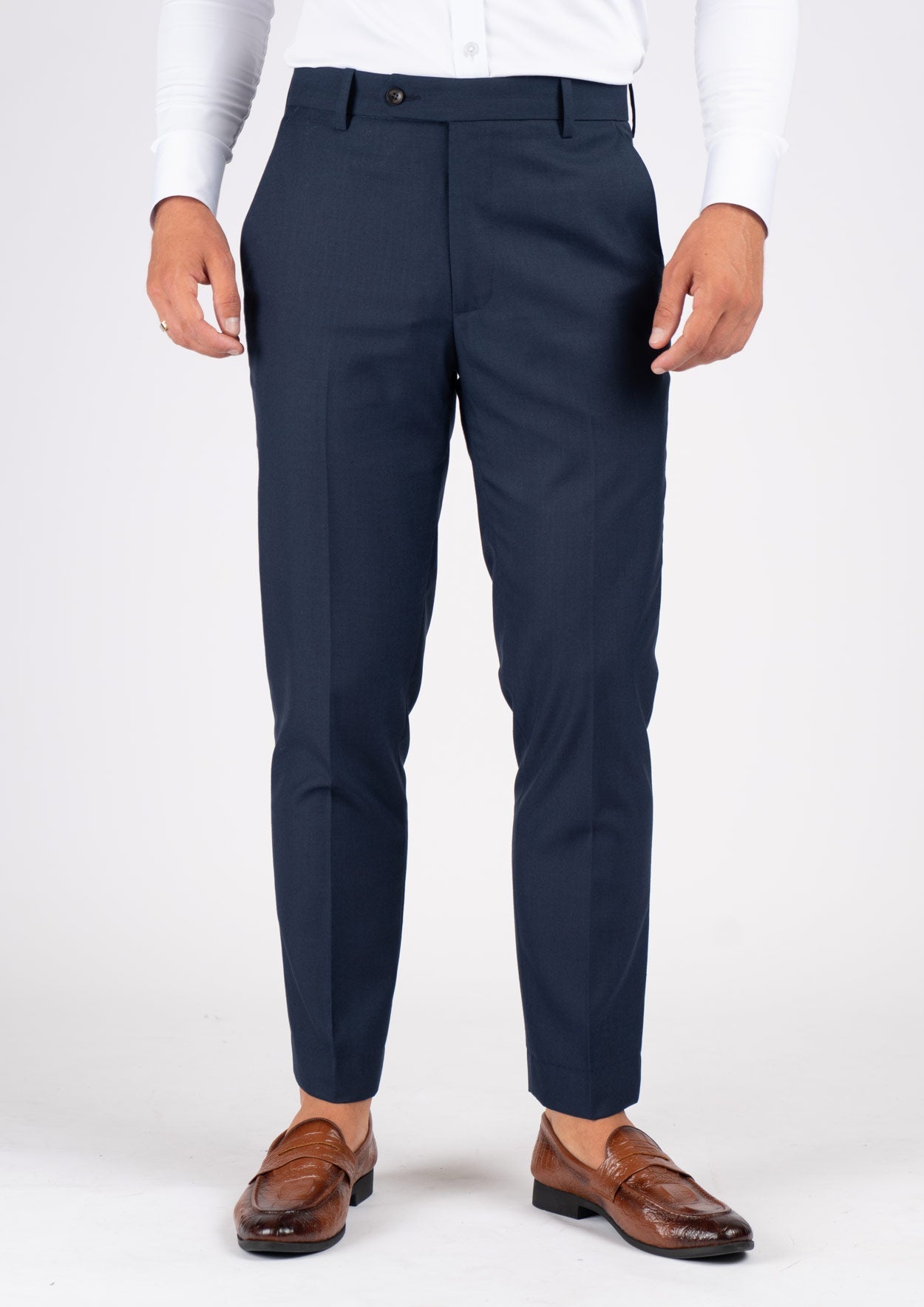 Navy Sharkskin Pants - SARTORO