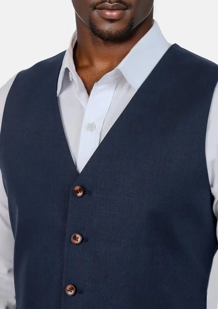 Navy Sharkskin Vest