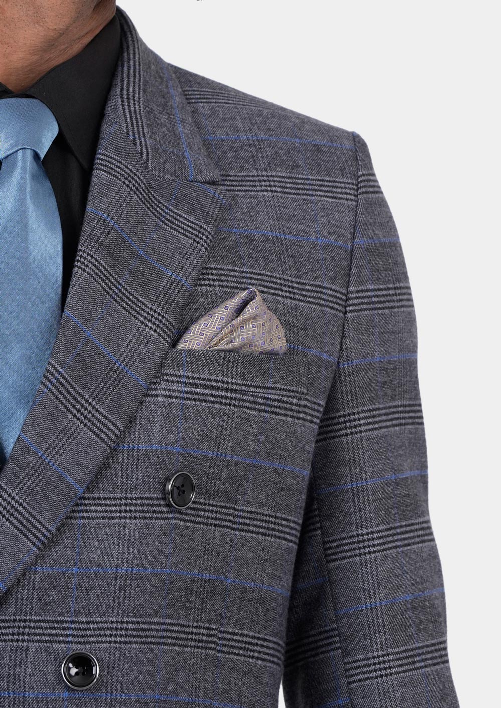 Rockafeller Dark Grey Prince of Wales Suit - SARTORO725