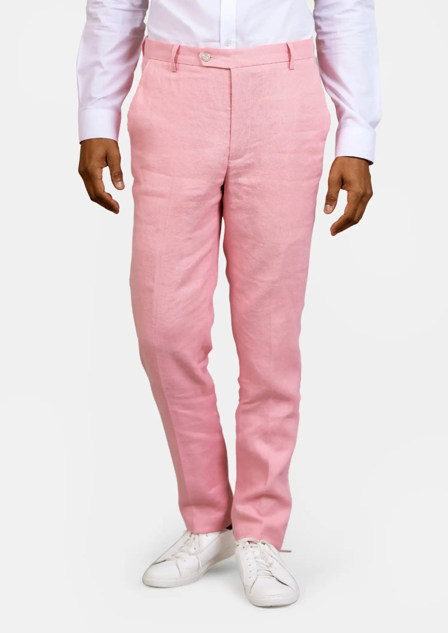 Salmon Pink Linen Pants | Sartoro | Men's Custom Pants